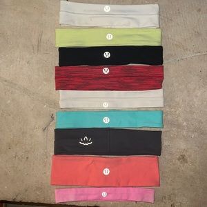 8 Lululemon headbands, 1 Beyond Yoga headband